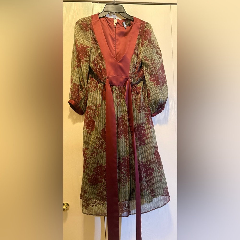 Elegant Floral Dress with Sash